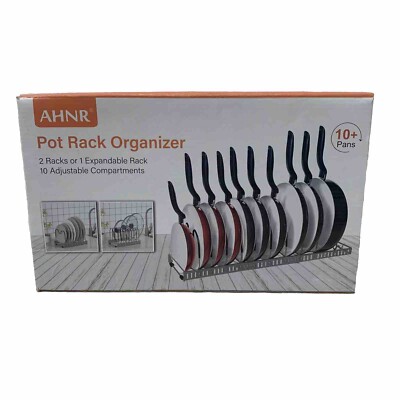 New  Pot & Pan Organizer AHNR Expandable Storage Dry Rack Plates AHNR 10+ Pans