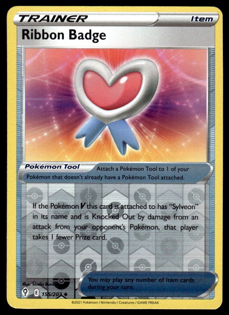 Ribbon Badge #155/203 Reverse Holo 2021 Pokemon Evolving Skies LP