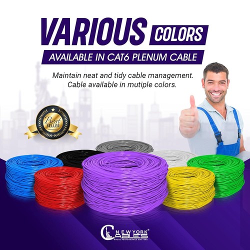 Cat6 Plenum Cable 1000ft Bulk Ethernet ETL CMP 550Mhz 23AWG Wire Multi Color. - Picture 64 of 78