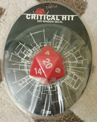 Critical Hit D20 Window Decal Die DND Blood Red 3D 2013 ThinkGeek NEW ...