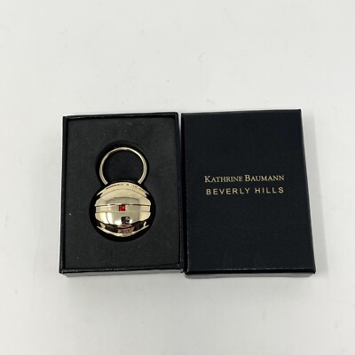 NIB Katherine Baumann Of Beverly Hills Red Round Crystal Key Fob Keychain Box