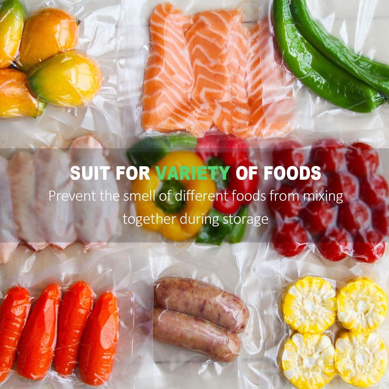 100pcs Pint Vacuum Sealer Bags 6x10 Precut Embossed Food Saver Storage