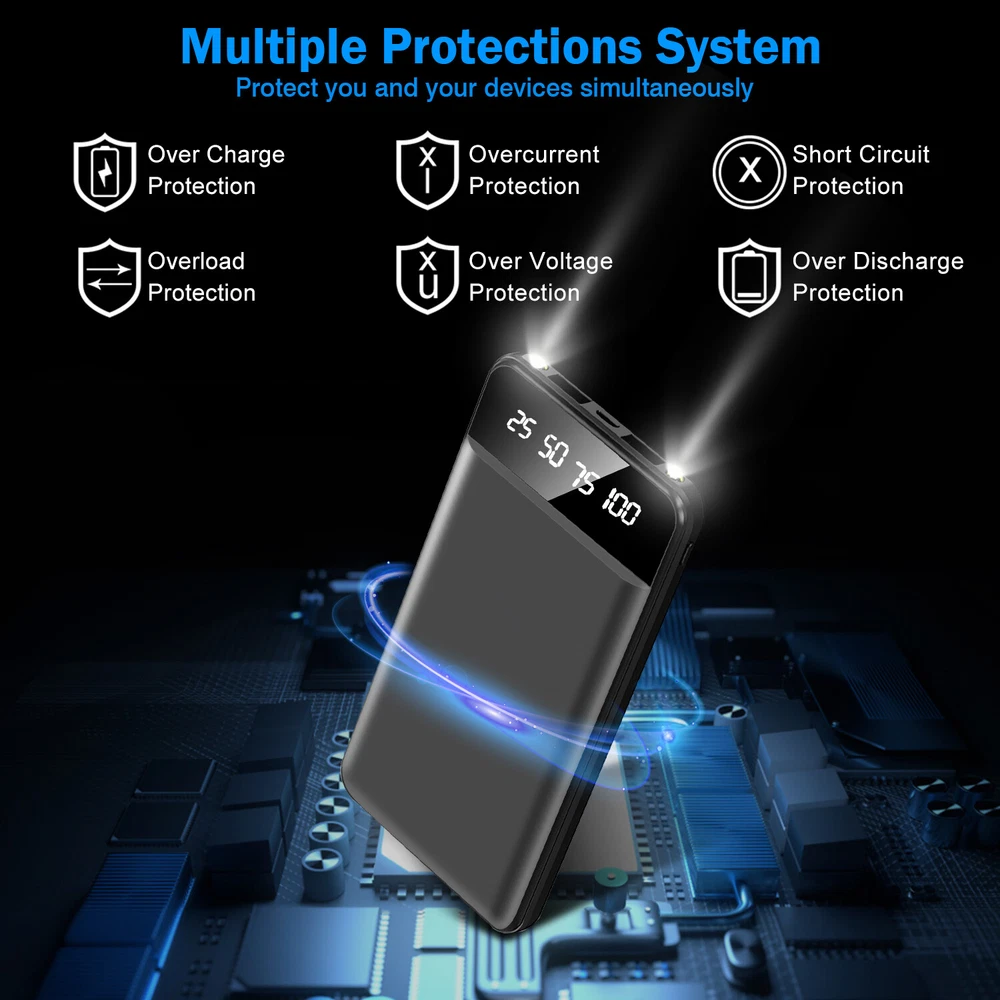 Power Bank 10000mah 2USB Charger External Portable Battery Backup For Cell Phone
