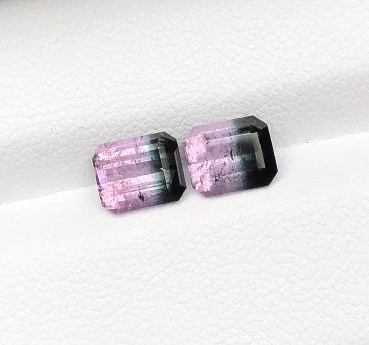 2.45-Cts Natural Bi Color Afghani Tourmaline Pairs Faceted Loose Gemstone - Image 3 of 4