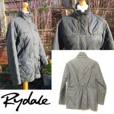 Rydale Country Yard Waxed Jacket, Diamond Quilted Cotton, Forest Green Uk 14 Vgc