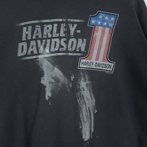 Harley Davidson Sweatshirt Mens 2XL Black Crewneck Faded Distressed Maine - Picture 8 of 24