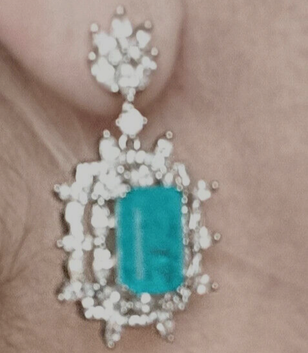 Paraiba Brazilian gemstone lab created diamond ladies luxury Earring - Picture 3 of 12