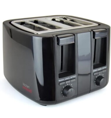 4 Scheiben extra breiter Schlitz Toaster variable Bräunungssteuerung Aufwärmen/Abtauen/Abbrechen