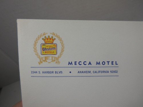 Sobre con membrete estacionario vintage Best Western® Mecca Motel Anaheim CA - Imagen 2 de 6