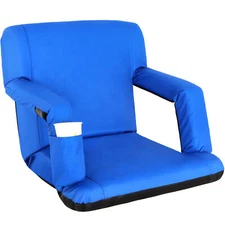 Wide Stadium Seat for Bleachers Reclining Stadium Chair Seat w/Back Cushion Blue