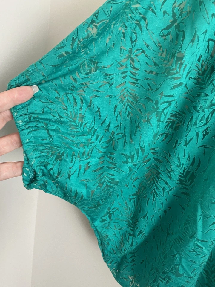 Janina зеленый слоистый эластичный пояс широкий короткий рукав блузка женский размер 16 - Изображение 2 из 4