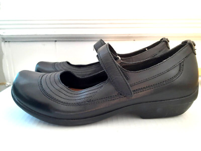 Bjorndal Mary Jane Shoes Leather Womens 7.5 Black  Comfort Wedge