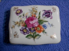 Merit China Jewelry or Trinket Dish Bowl Box with Lid Hand Painted Made in Japan