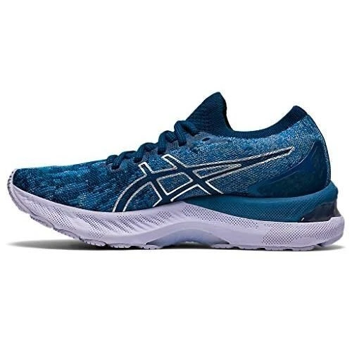 ASICS® Women's 9 B GEL-NIMBUS™ 23 KNIT Running Shoes in Grey Floss/Mako Blue - Image 2 of 4