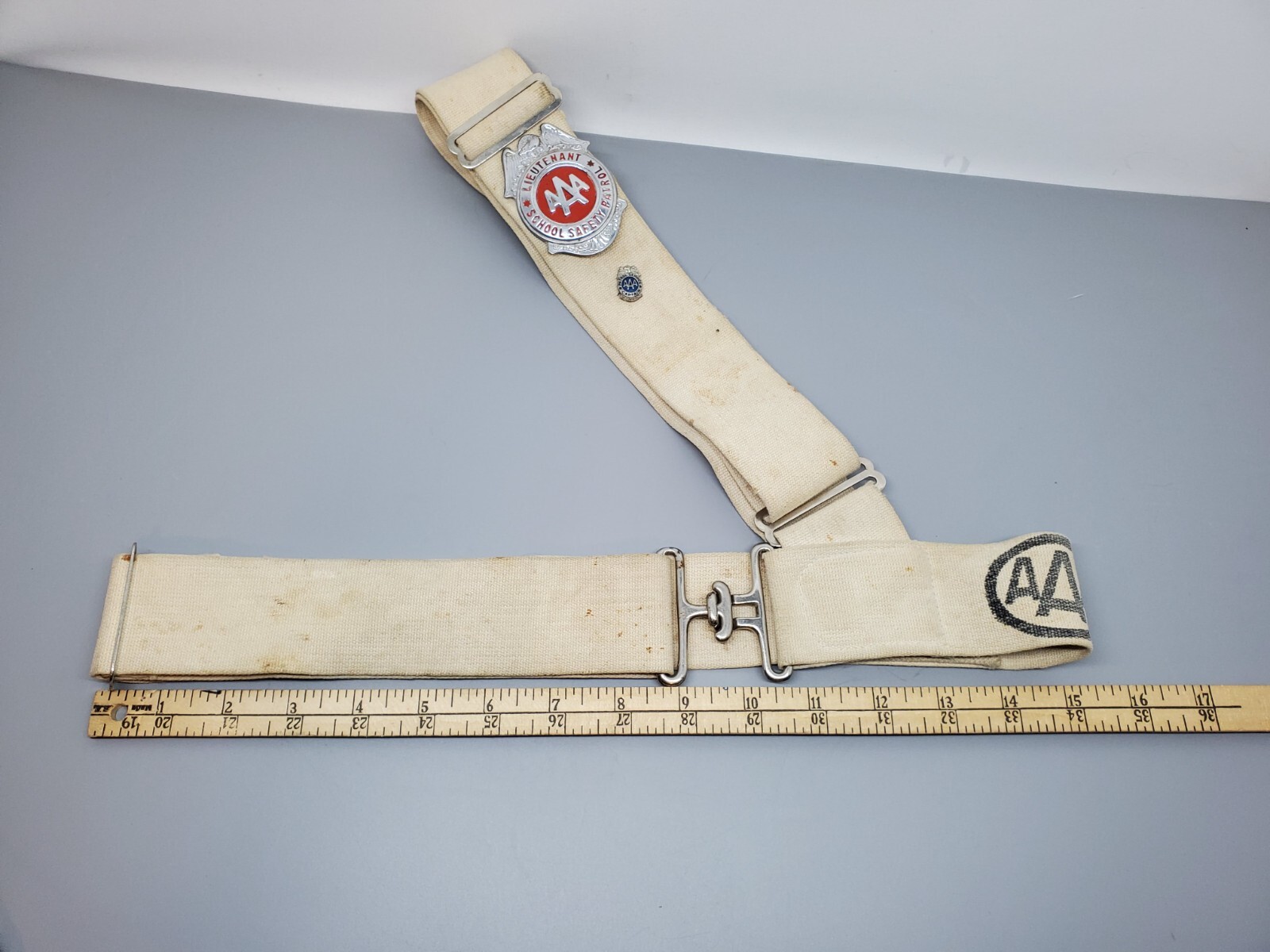 Vintage AAA School Safety Patrol Crossing Guard Sash Belt with Two