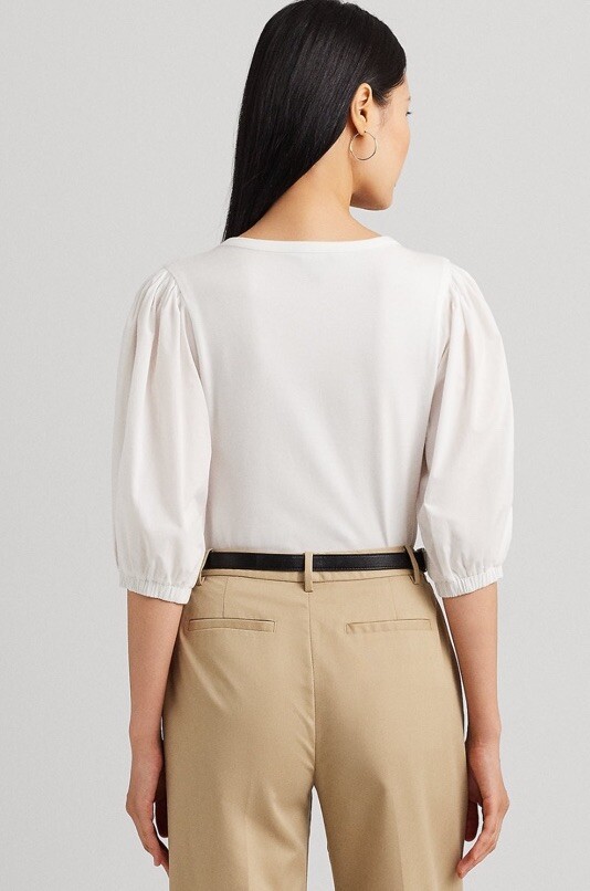 ラルフ・ローレン Lauren Ralph Lauren ストレッチ Cotton Puff-Sleeve Henley Tee レディース シャツ Lauren Ralph Lauren Women's Stretch Cotton Puff-Sleeve