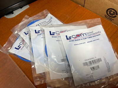 L-COM TRD628ABL-3 Network Cable, RJ45 Plug, 3ft, Blue,  LOT OF 5