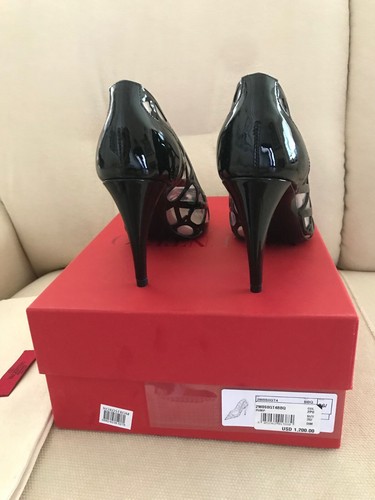$1200 NIB Valentino Pump Heel 90 Shoe VLogo Laser Cut PVC/Black Leather 36.5 6.5 - Picture 11 of 16