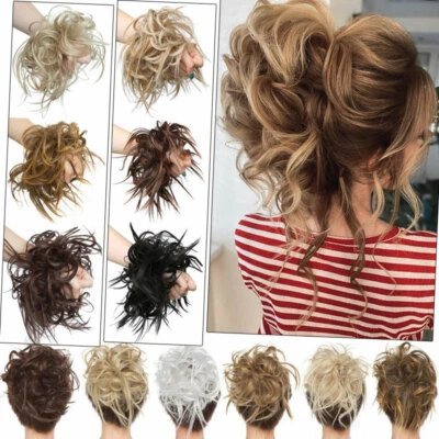 Scrunchie Large Thick Messy Bun Hair Piece Updo False Cover Curly Hair Extension
