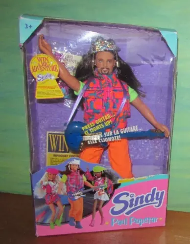 Paul Pop Star Guitar Sindy Earring Mic Ring Orange Pant Rooted Hair Ken Doll Hip
