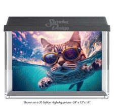 Swimming Cat Sunglasses Polyester Fish Tank Glass Backdrop Aquarium Background