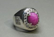 Natural Ruby Star 925 Sterling Silver Handmade Women Ring Yaqoot Ring Red Ruby