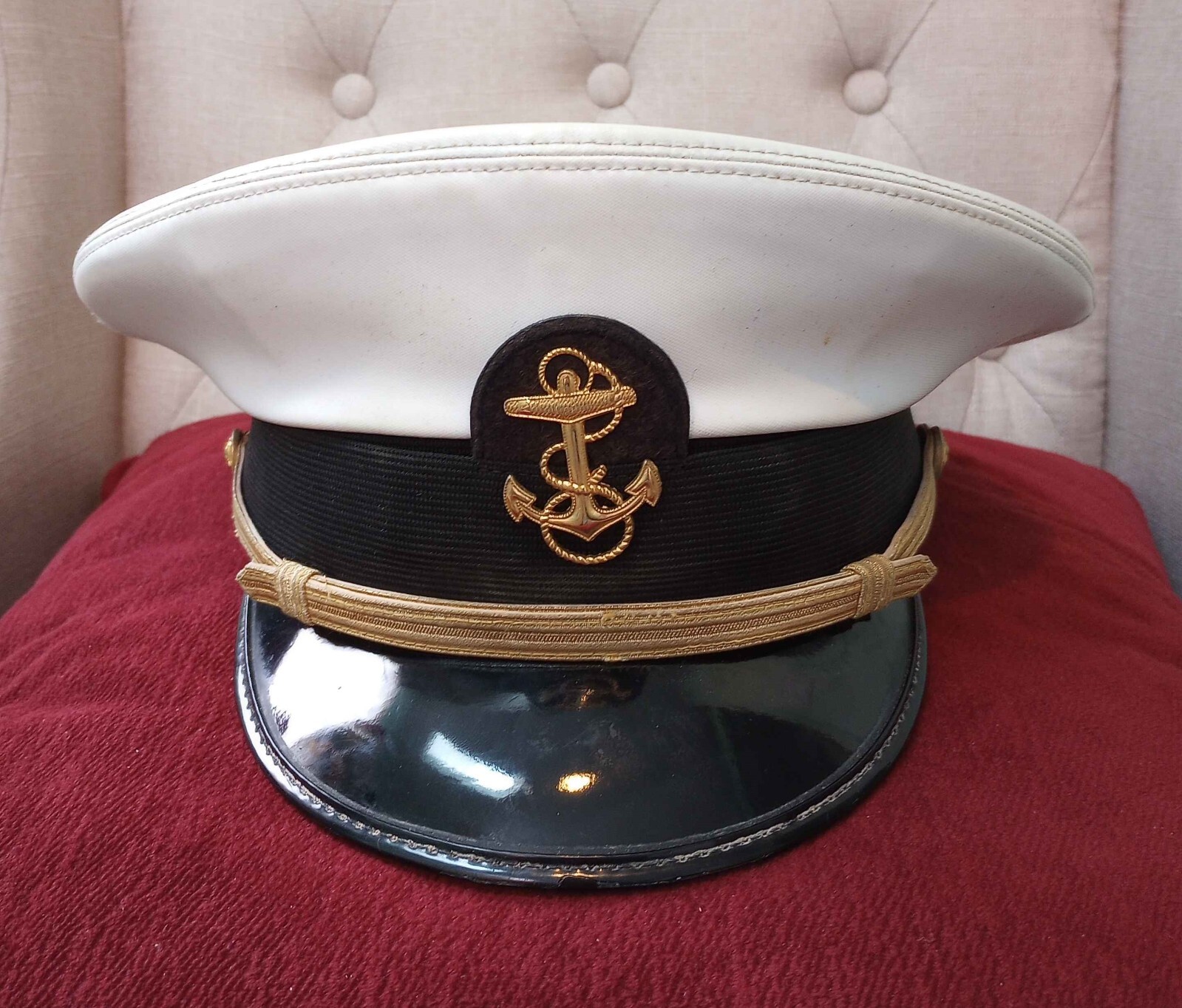 US Naval Academy Service Dress Uniform Midshipman Cap 7-3/8 1990s Cadet Peak Hat