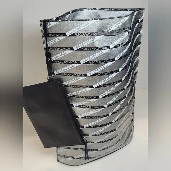 Balenciaga 2020 Metalic Calfskin Leather Tote & Wristlet