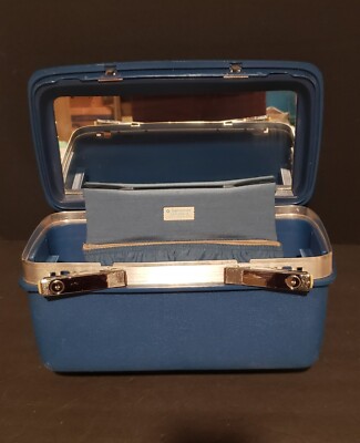 Samsonite Saturn II Cosmetic Hard Case Vintage Blue Travel Retro