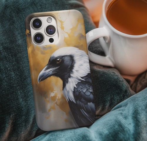 Custodia rigida Crow Design per iPhone, telefono Galaxy, regalo per amanti degli uccellini - Foto 1 di 38