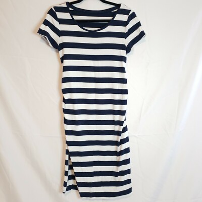 pale blue short sleeve dress Liz Lange Maternity Pink Striped T-shirt Dress