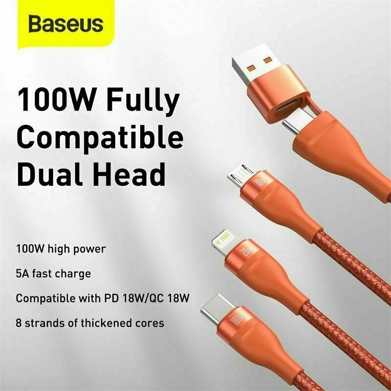 Baseus 100W 3 in 1 USB C Fast Charger Cable For iPhone 15 Huawei Xiaomi Samsung - Image 3 of 4