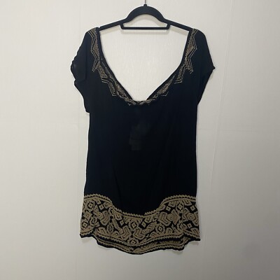 L*Space Women s NWT Black Jasper Embroidered Tunic Cover Up Size Small.