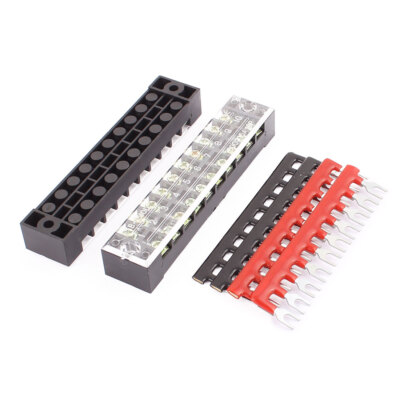 2 Stk. 600V 15A 10 Position Dual Reihe Barrier Klemmenblock + 4 x Klemmleisten