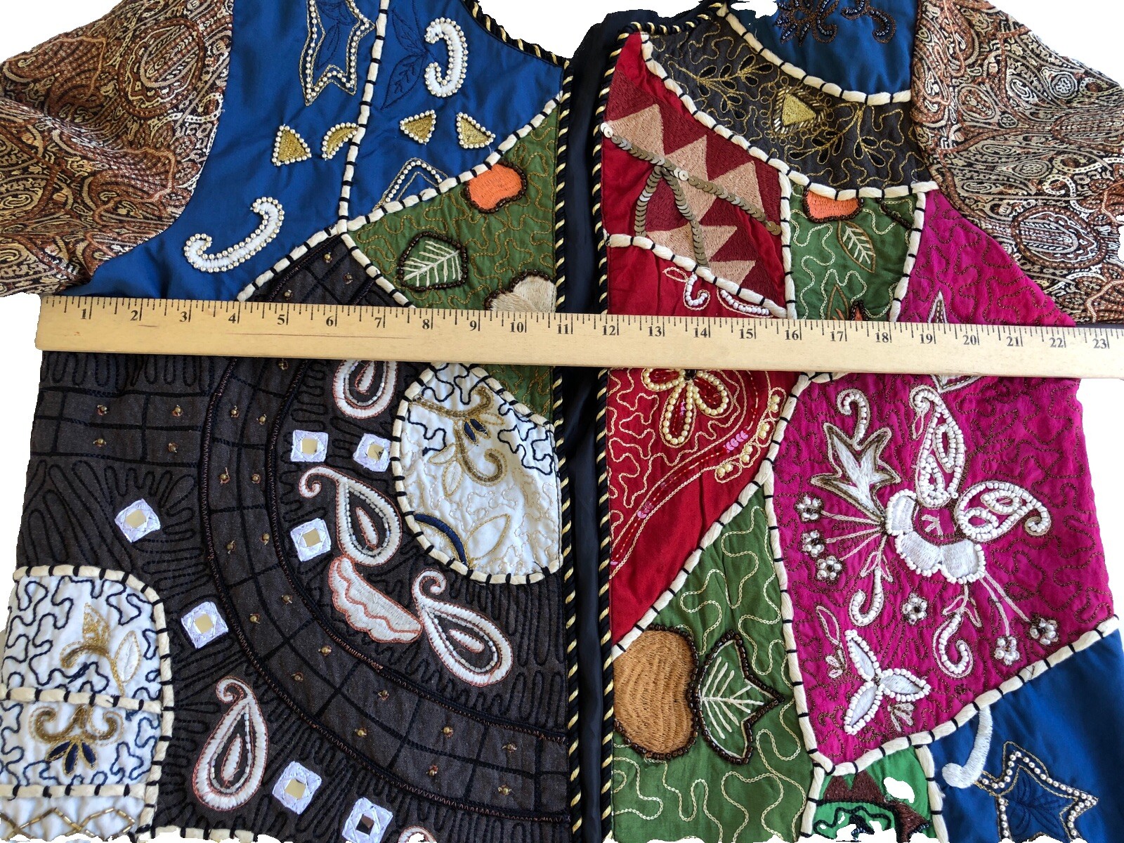 Vtg Colorful Patchwork Button Front Jacket Unbran… - image 7