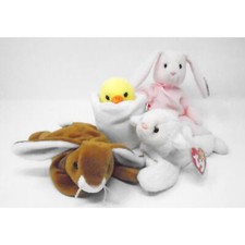 Easter Ty Beanie Babies Fleece Ears Hoppity Eggbert with Tags Lot of 4