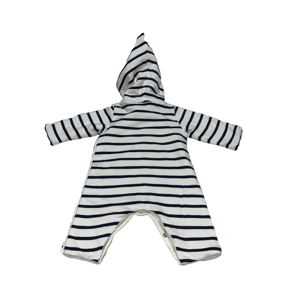 Детский комбинезон Petit Bateau белый темно-синий в полоску размер 1 месяц комбинезон с подкладкой с капюшоном - Изображение 2 из 4
