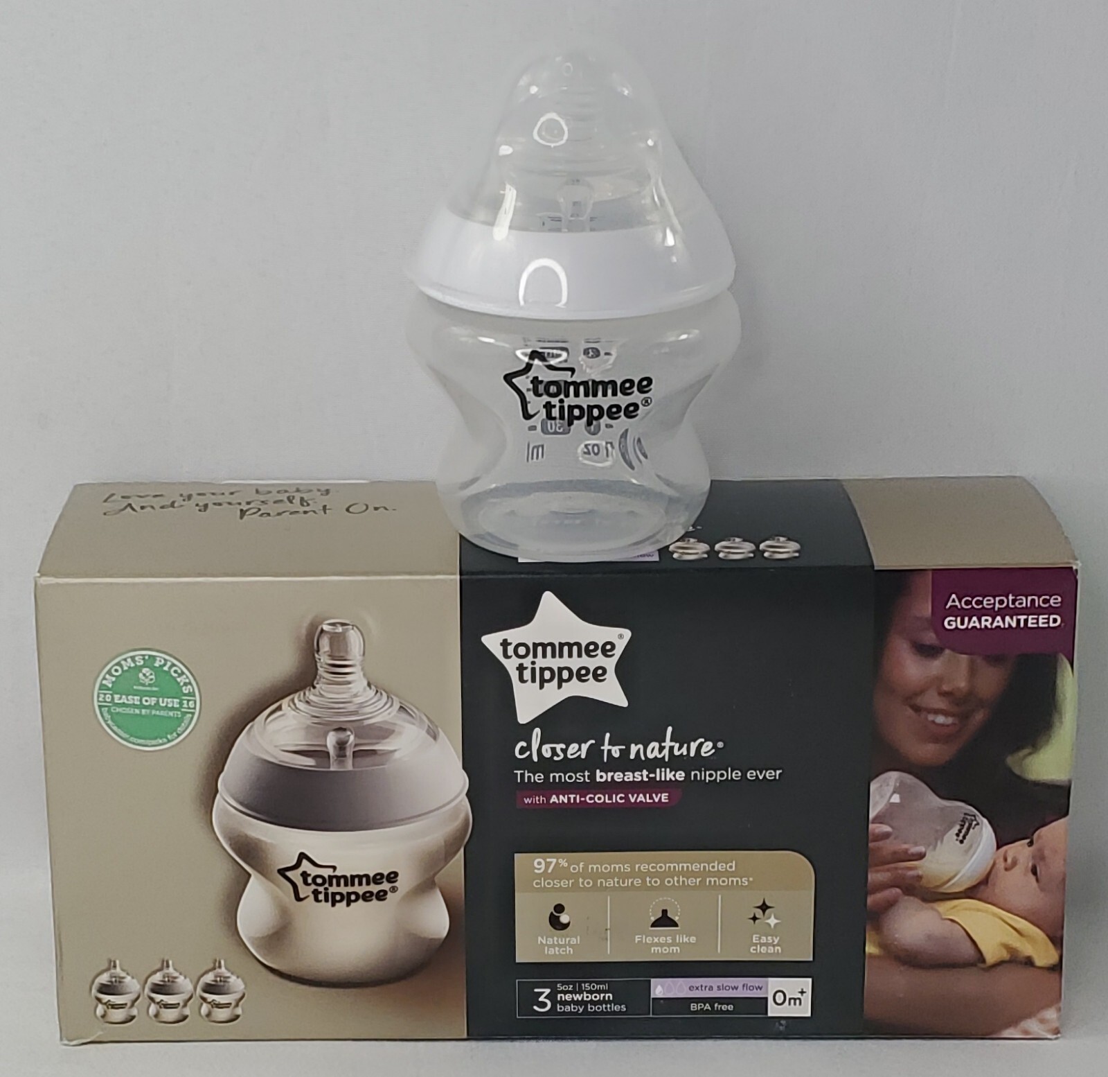 Tommee Tippee Closer To Nature Baby Bottles Slow Flow 5oz-3 In Box, Plus 1 New