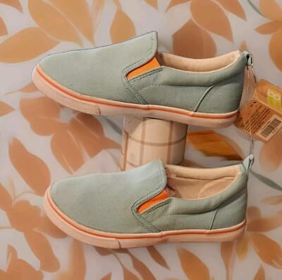 Crazy 8 Turquoise/Orange Size 1 Youth Canvas Shoes   NWT