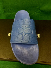 COACH Signature SLIDES Blue MONOGRAM Men's Size 11 /Sandals NIB Bandana