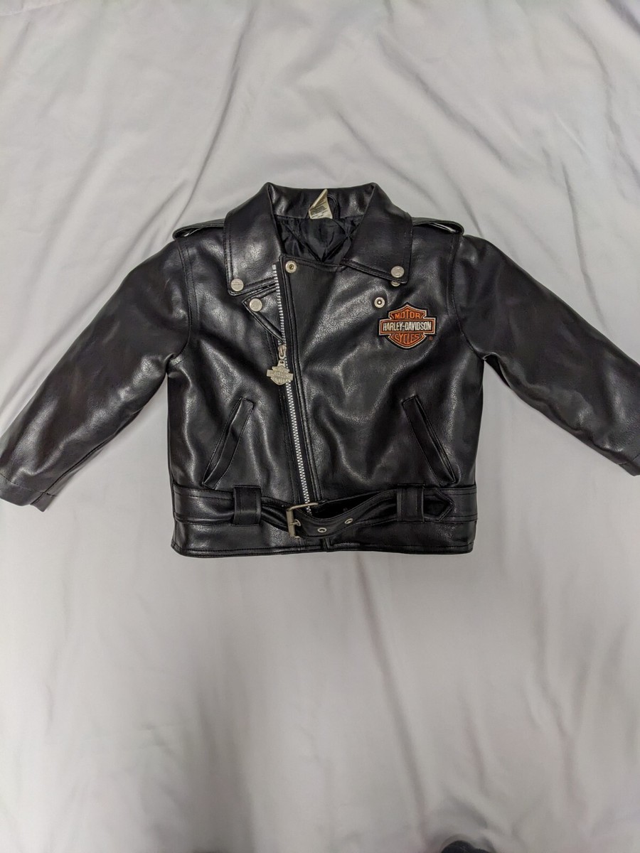 Baby Boy Harley Davidson w/ Logo Zip Up Pleather Jacket Tag Size 4T