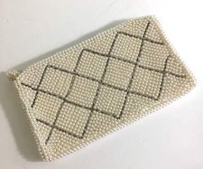 Vintage 1960s Beaded Clutch Handbag - Made in Japan - Geometric Design 1001496 