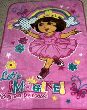 Dora The Explorer Fleece Blanket 45X30 Throw Let's Imagine Ballerina vtg Nick