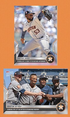 2022 TOPPS NOW #408 & 409 CRISTIAN JAVIER ASTROS COMBINED NO HITTER 2-CARD LOT