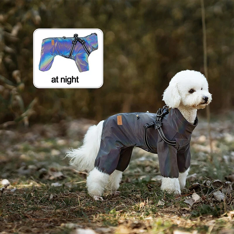 Dog Raincoat with Harness Waterproof Jumpsuit for Small Medium Dogs Adjustable - Image 3 of 4