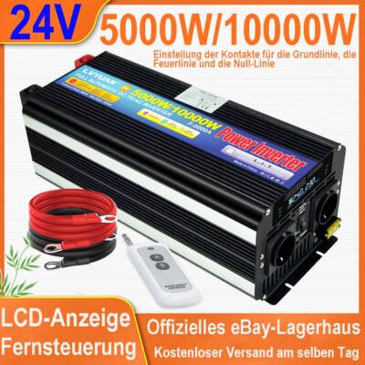 5000W 10000W Wechselrichter 24V auf 230V USB LCD Spannungswandler Fernsteuerung