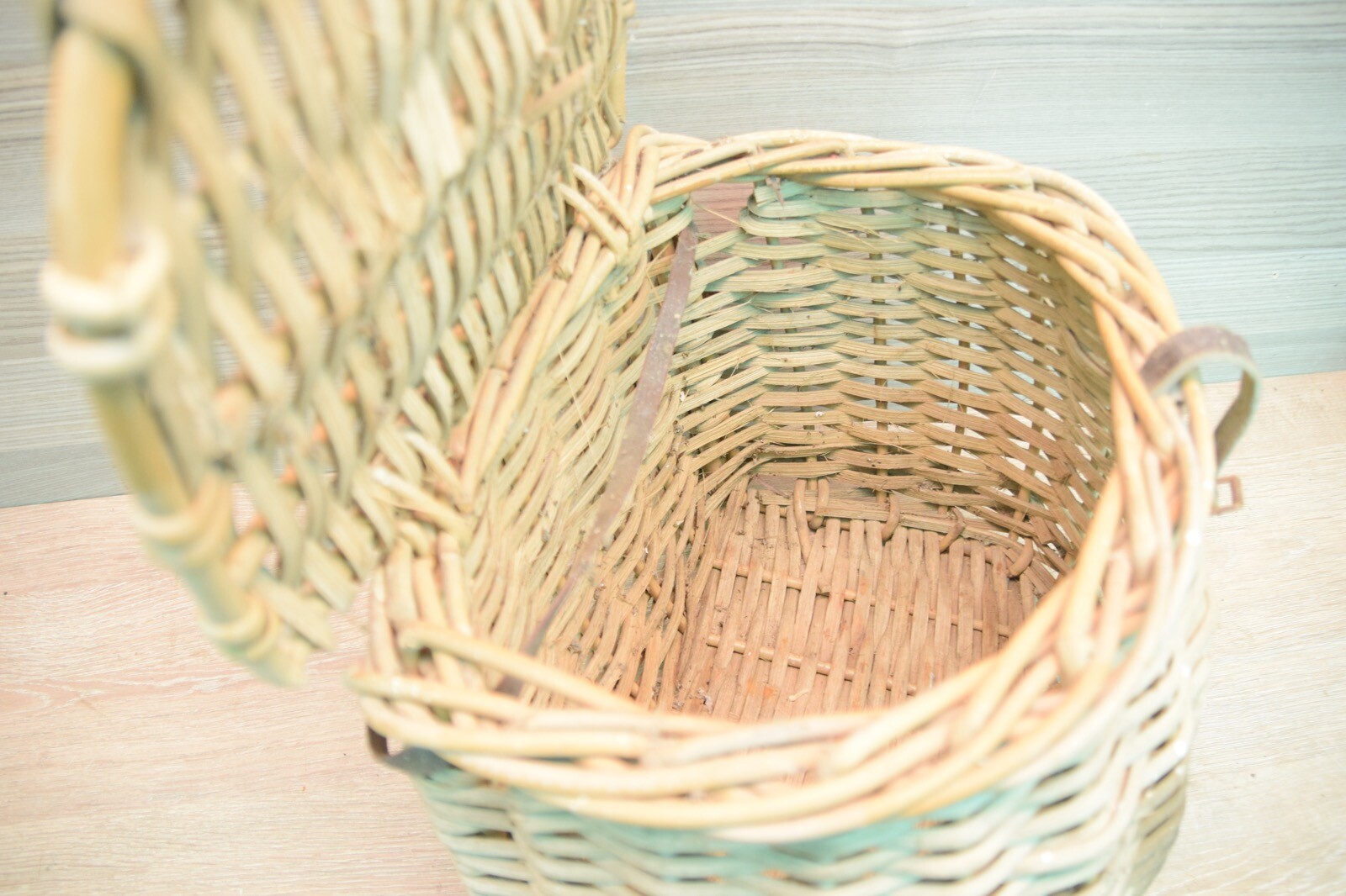 Vintage Cane Fishing Basket A eBay