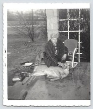 Photo Man Showing Off His Deer That His Killed Hunting 1968 Black and White