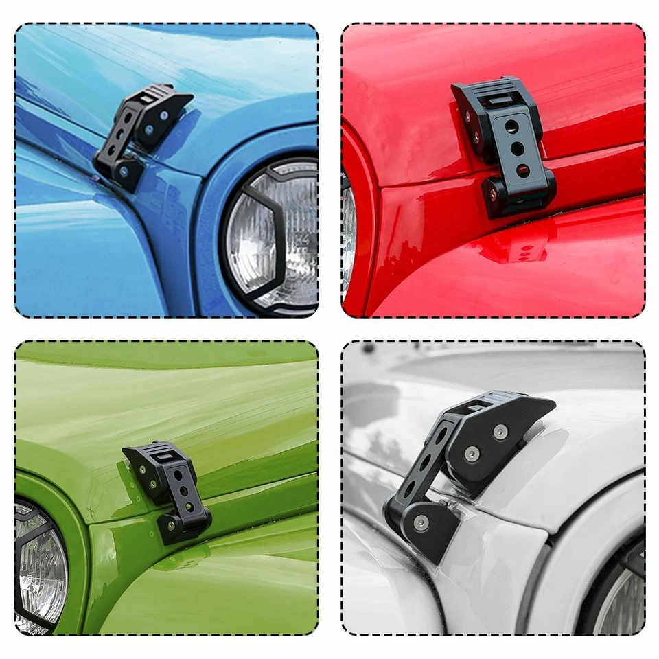Metal Hood Catch Latches Lock Kit For jeep JK Wrangler Unlimited Accessories 07+ Foto 4 de 4