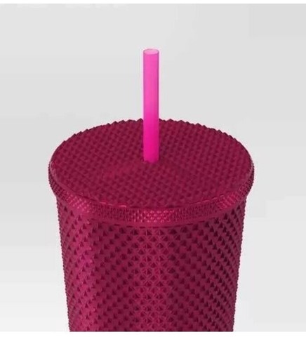 Opalhouse Vasoio in plastica 24 oz con paglia giallo elettrico trasparente, rosa o blu - Foto 2 di 9